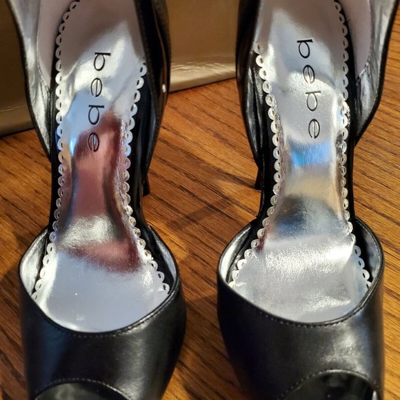 bebe Lucie black leather high heels NIB! - Picture 3 of 5
